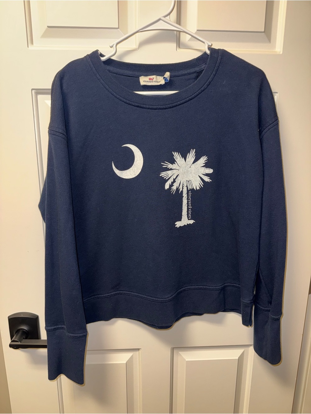 Vineyard Vines Navy Crewneck with Navy White Whale Logo Small